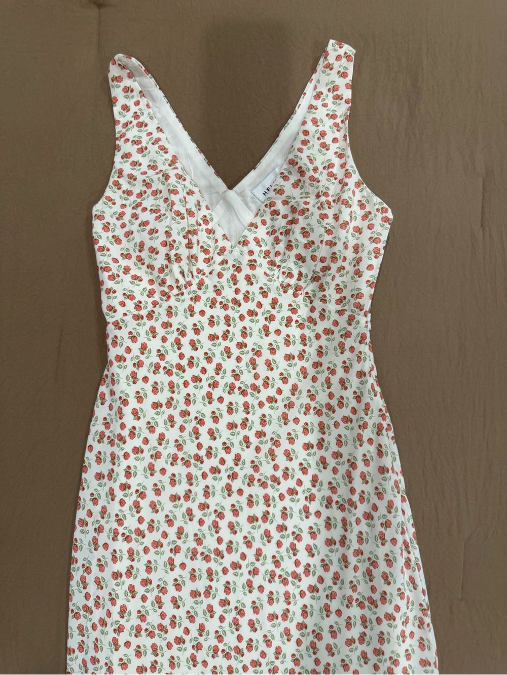 Hello Molly White Maxi Dress with Red Floral Print